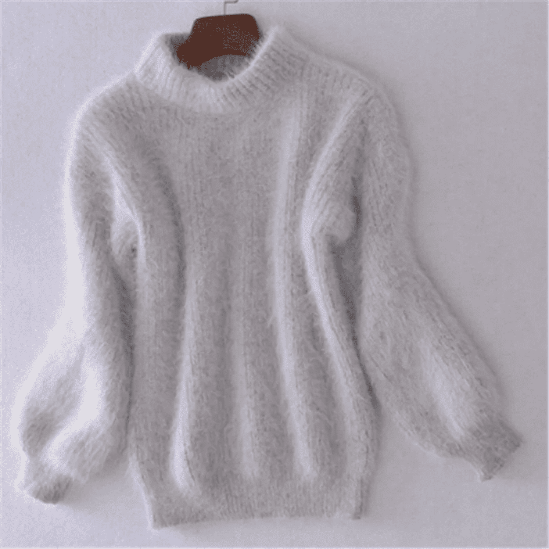 Sweter Damski z Bufiastymi Rękawami - Półgolf