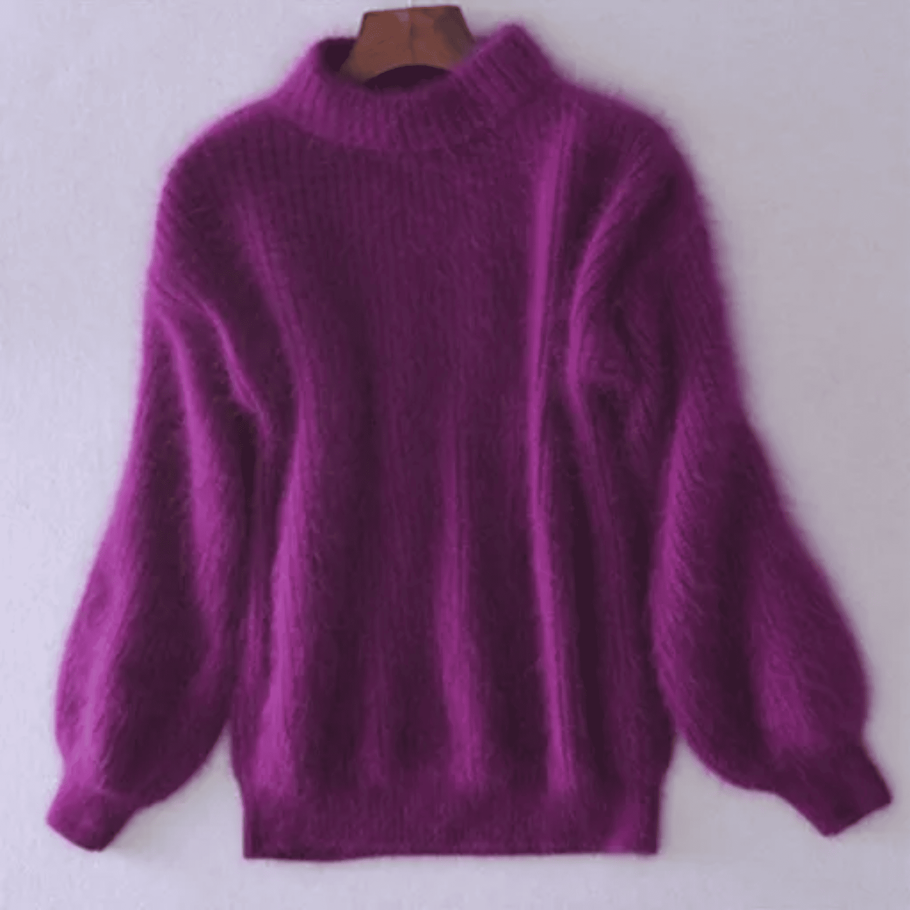 Sweter Damski z Bufiastymi Rękawami - Półgolf