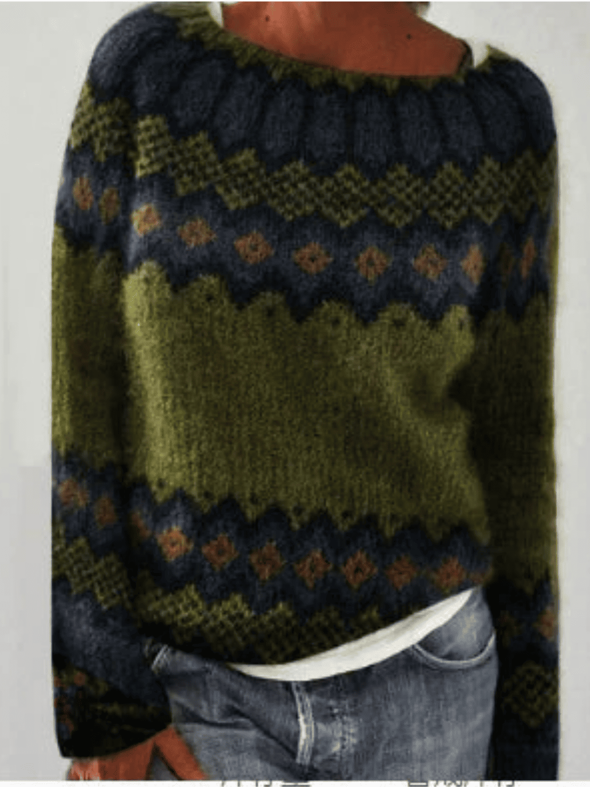 Sweter Damski z Dekoltem w Łódkę - Wzór na Karczku