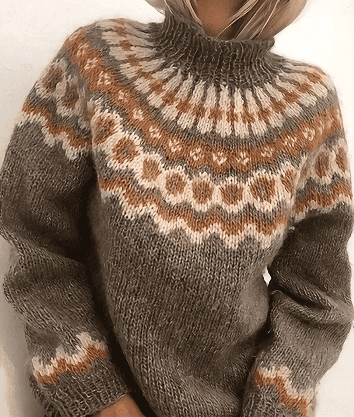Sweter Damski z Golfem - Wzór na Karczku