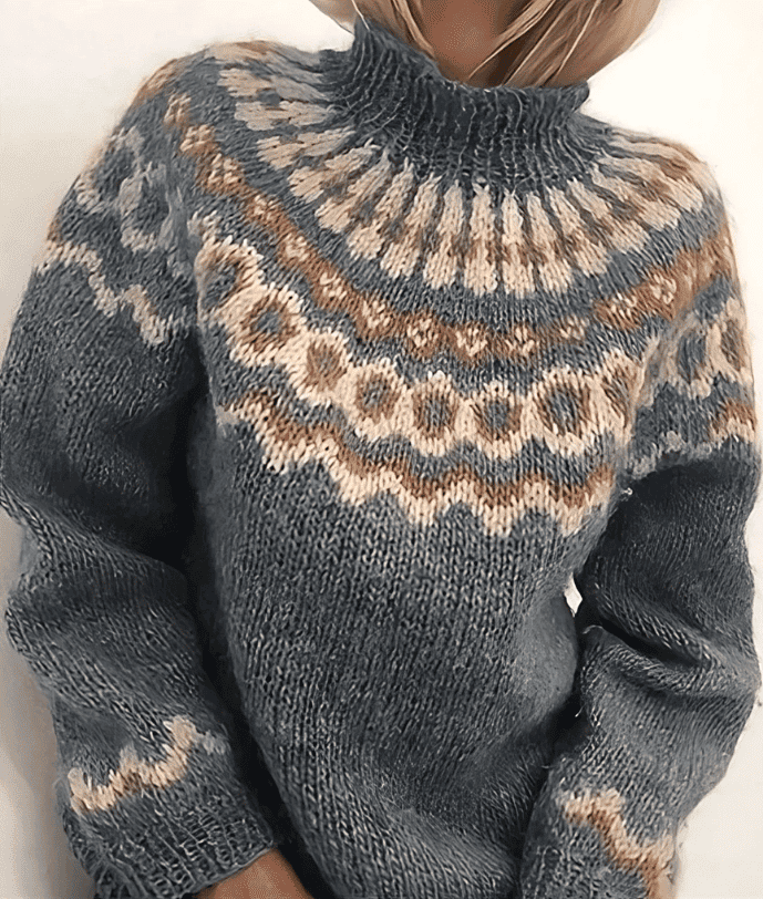 Sweter Damski z Golfem - Wzór na Karczku