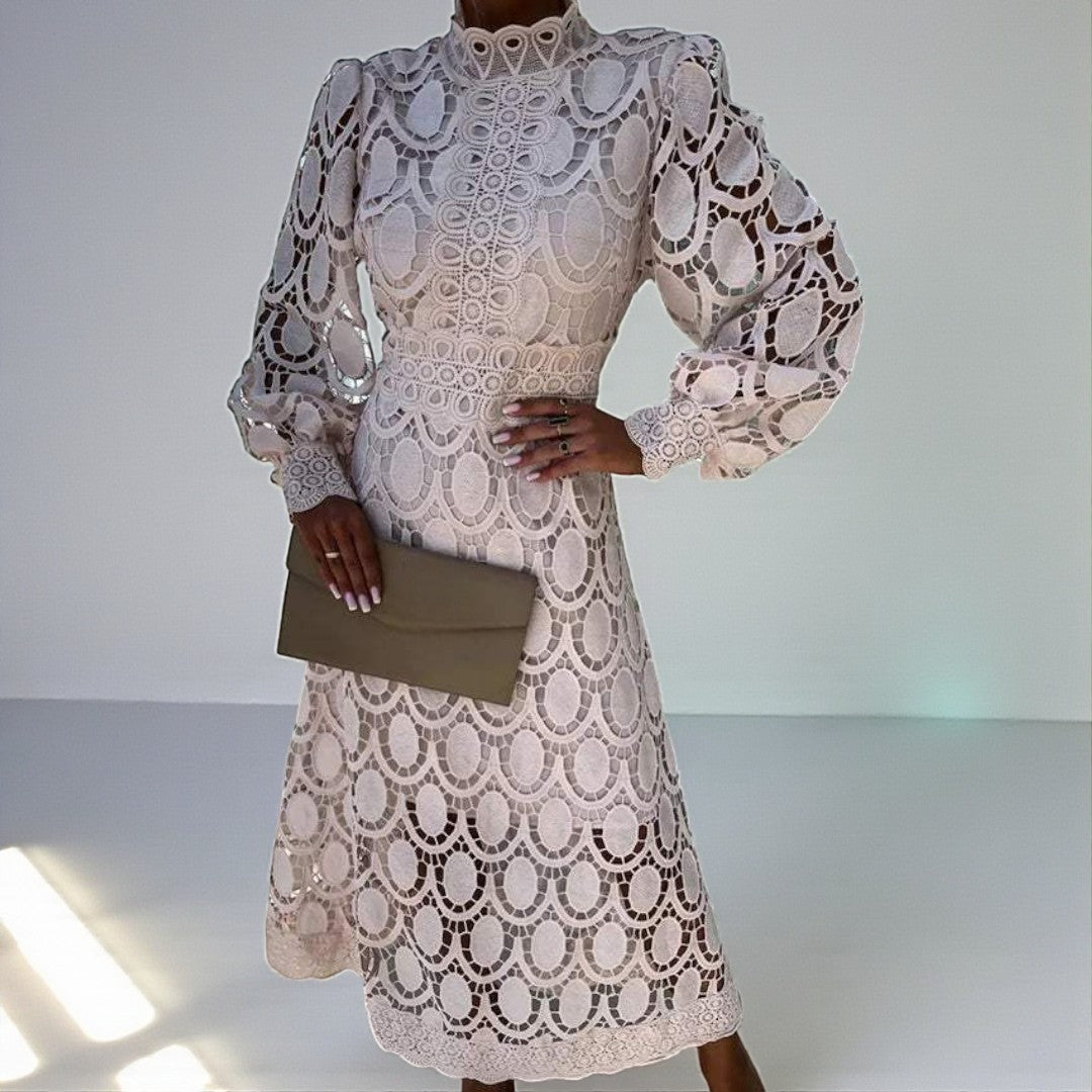 Damska długa sukienka wieczorowa midi o harmonijnej linii