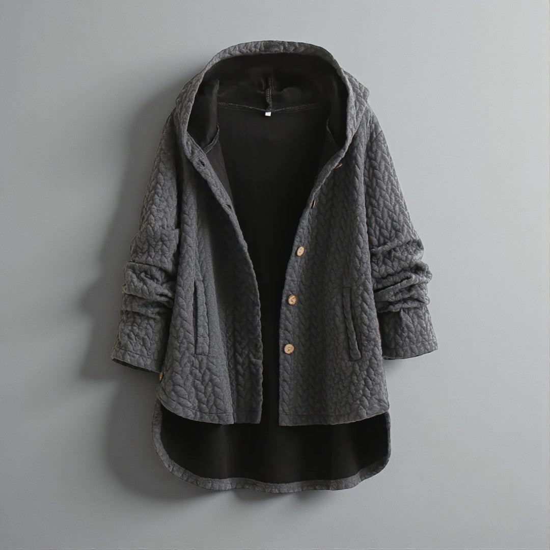 Damski płaszcz zimowy z pełnym zapięciem na guziki