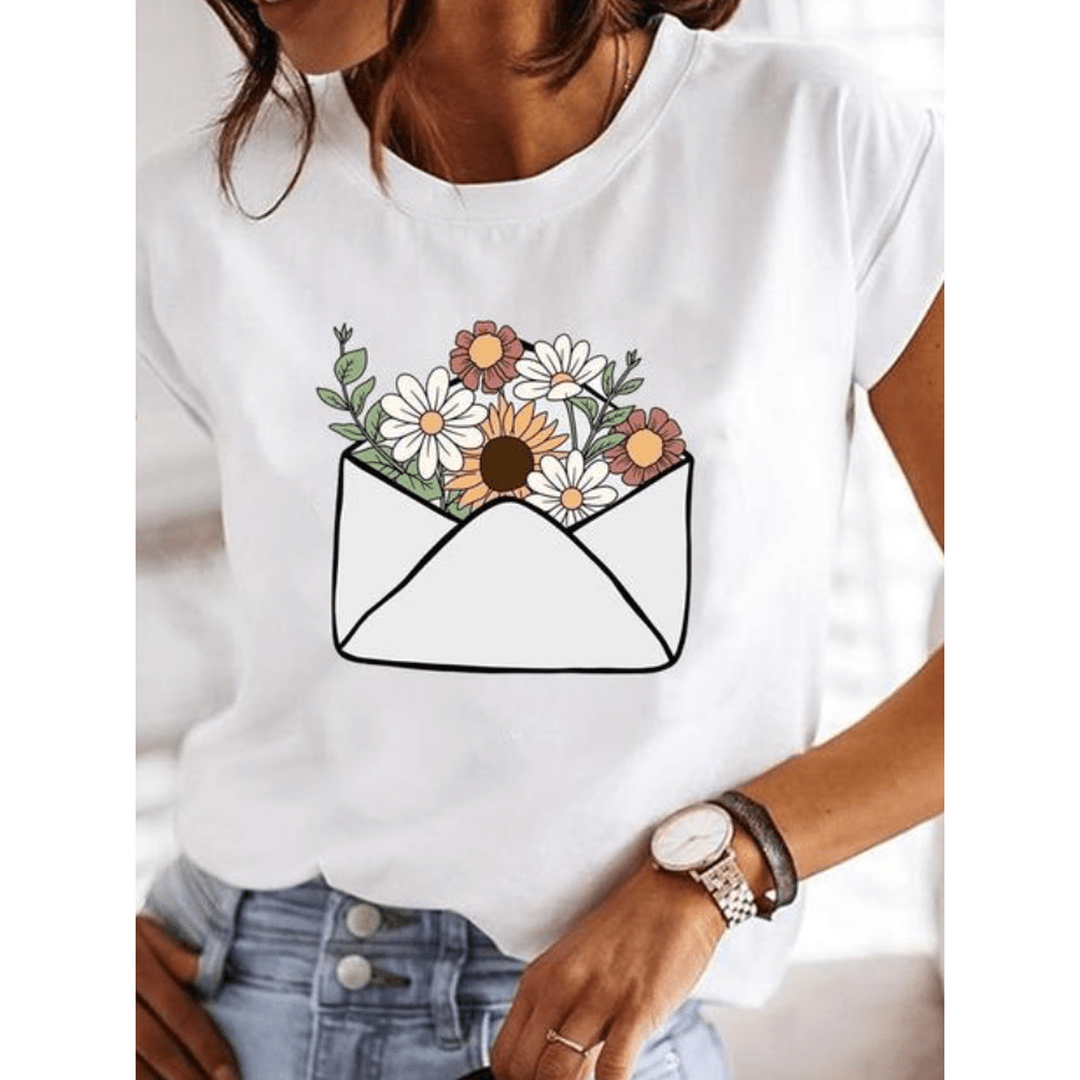 Damski biały T-shirt z krótkim rękawem