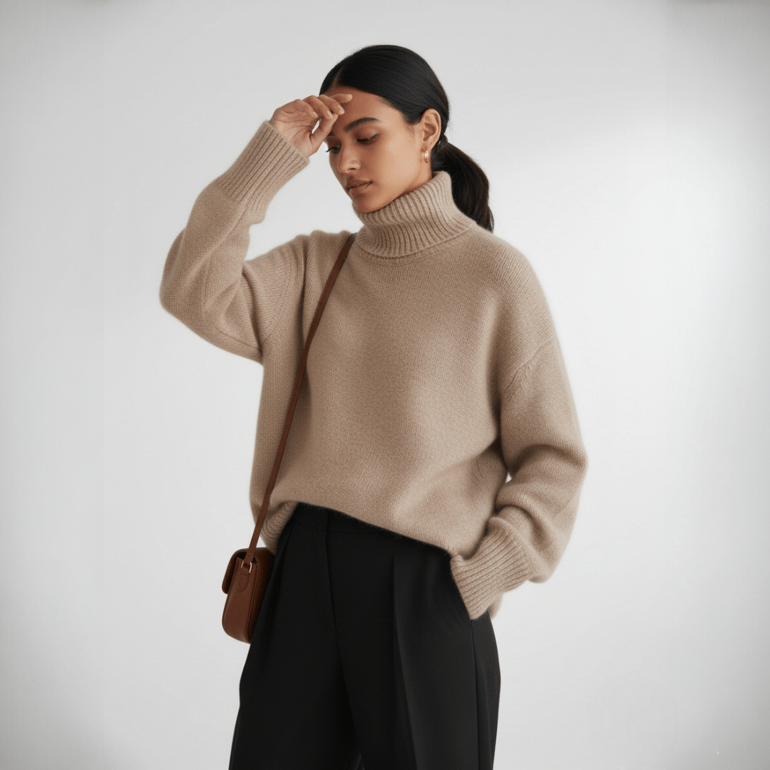 Damski golf o stonowanej linii - Khaki