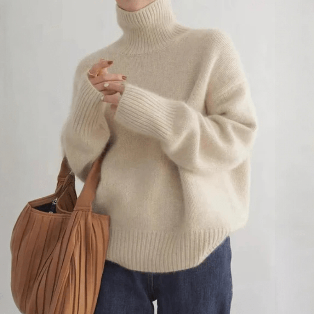 Damski golf o stonowanej linii - Beżowy