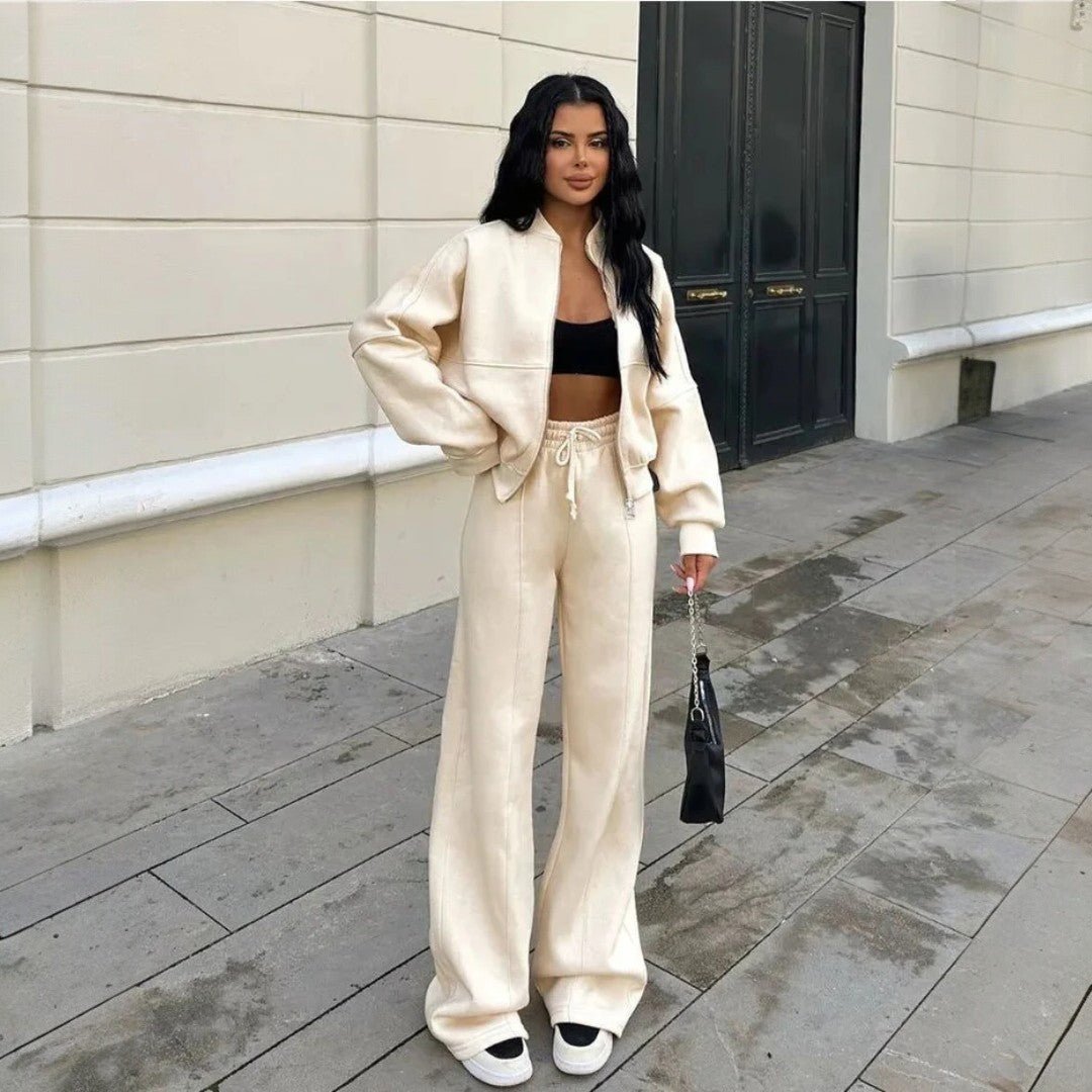 Damski oversize dres z prostymi spodniami - Czerwony