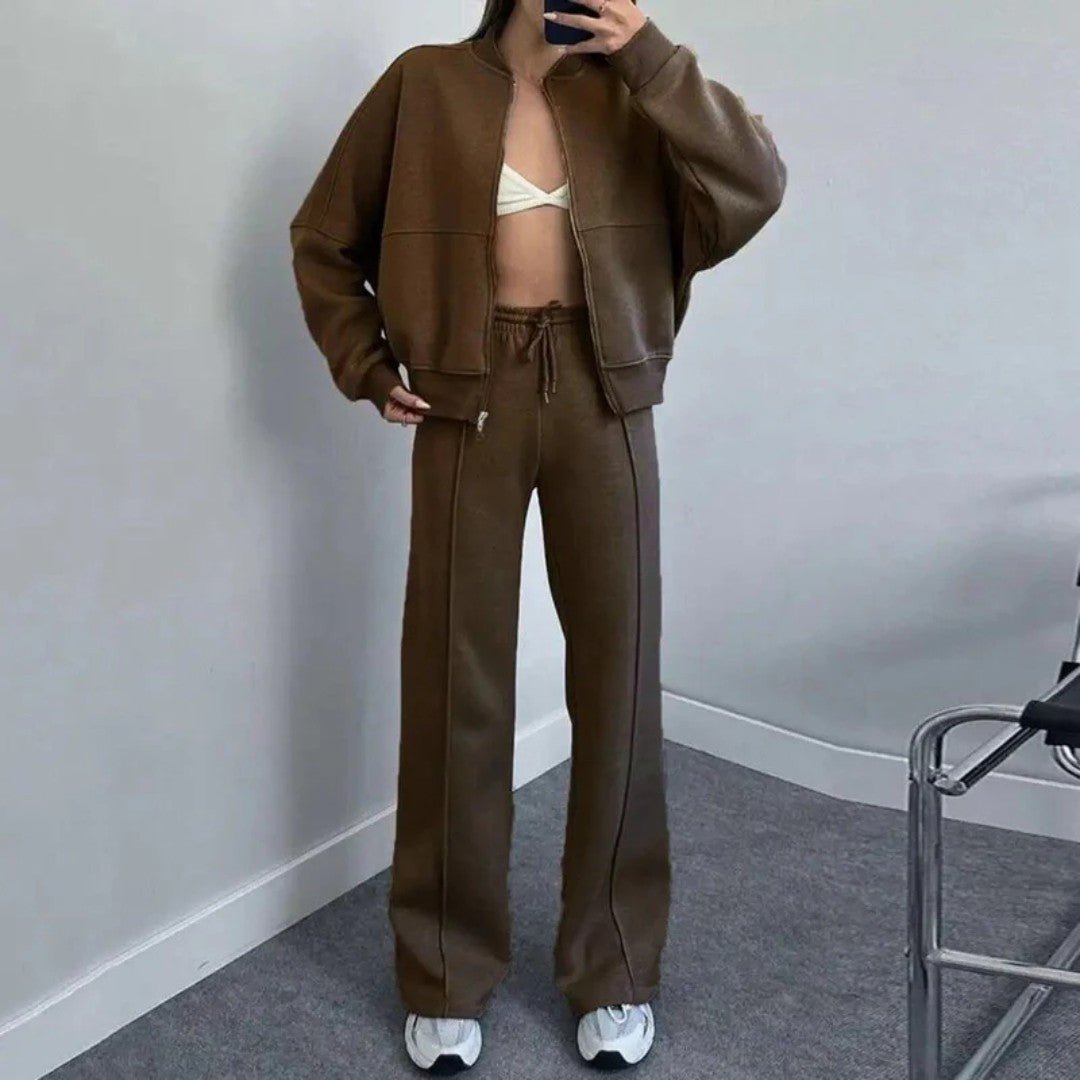 Damski oversize dres z prostymi spodniami - Czerwony
