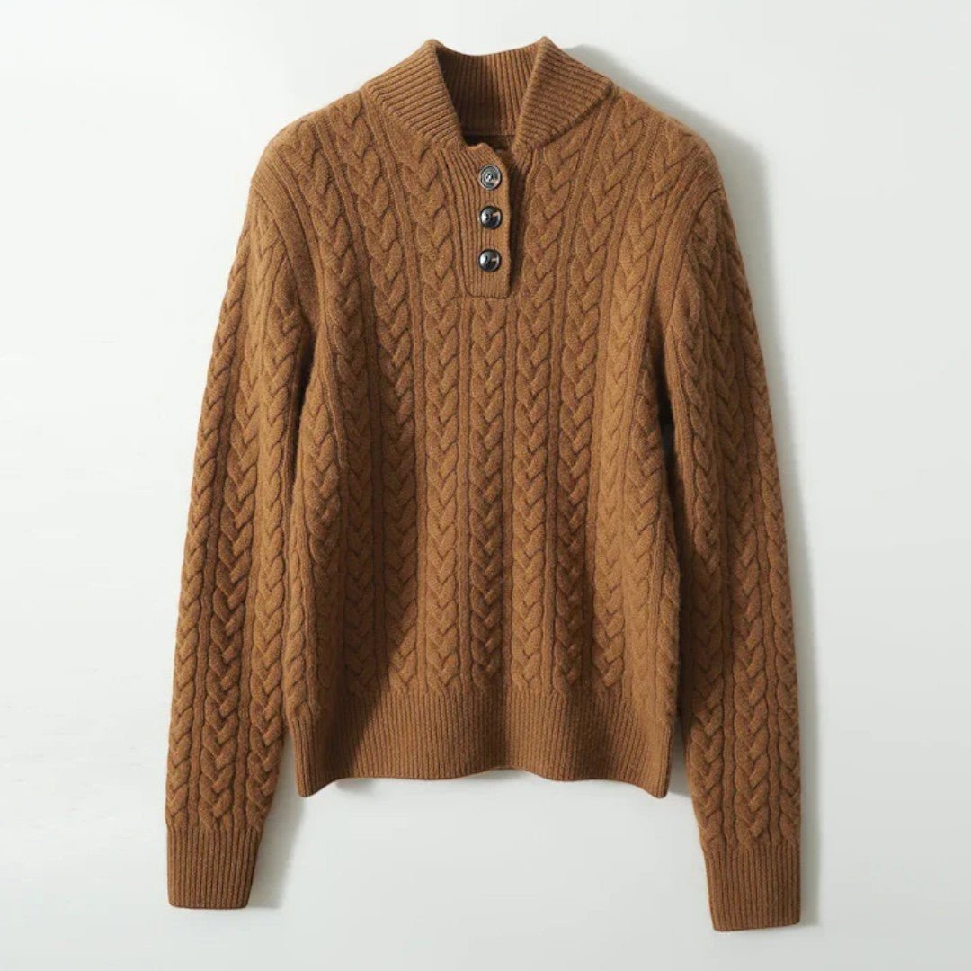 Damski sweter zimowy z wzorem warkoczowym - Vintage