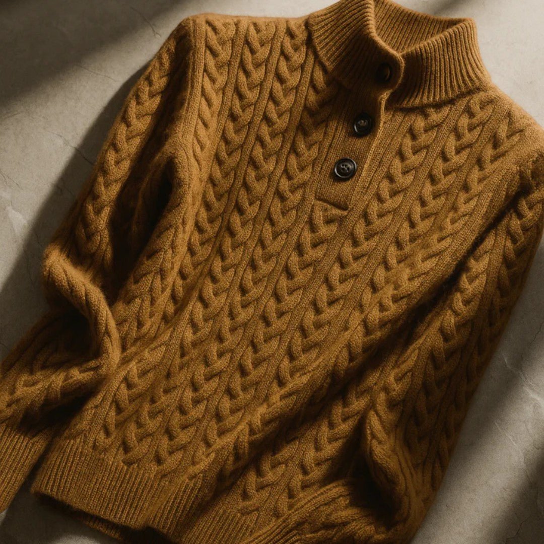 Damski sweter zimowy z wzorem warkoczowym - Vintage