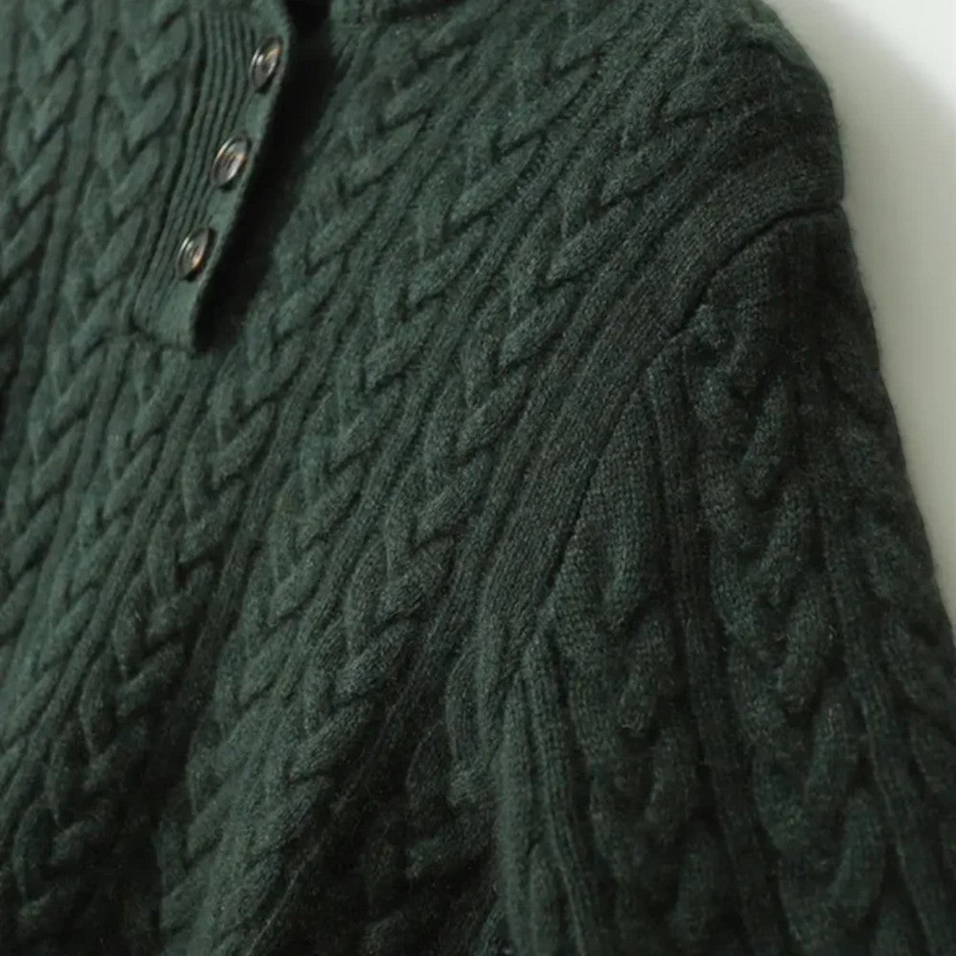 Damski sweter zimowy z wzorem warkoczowym - Vintage