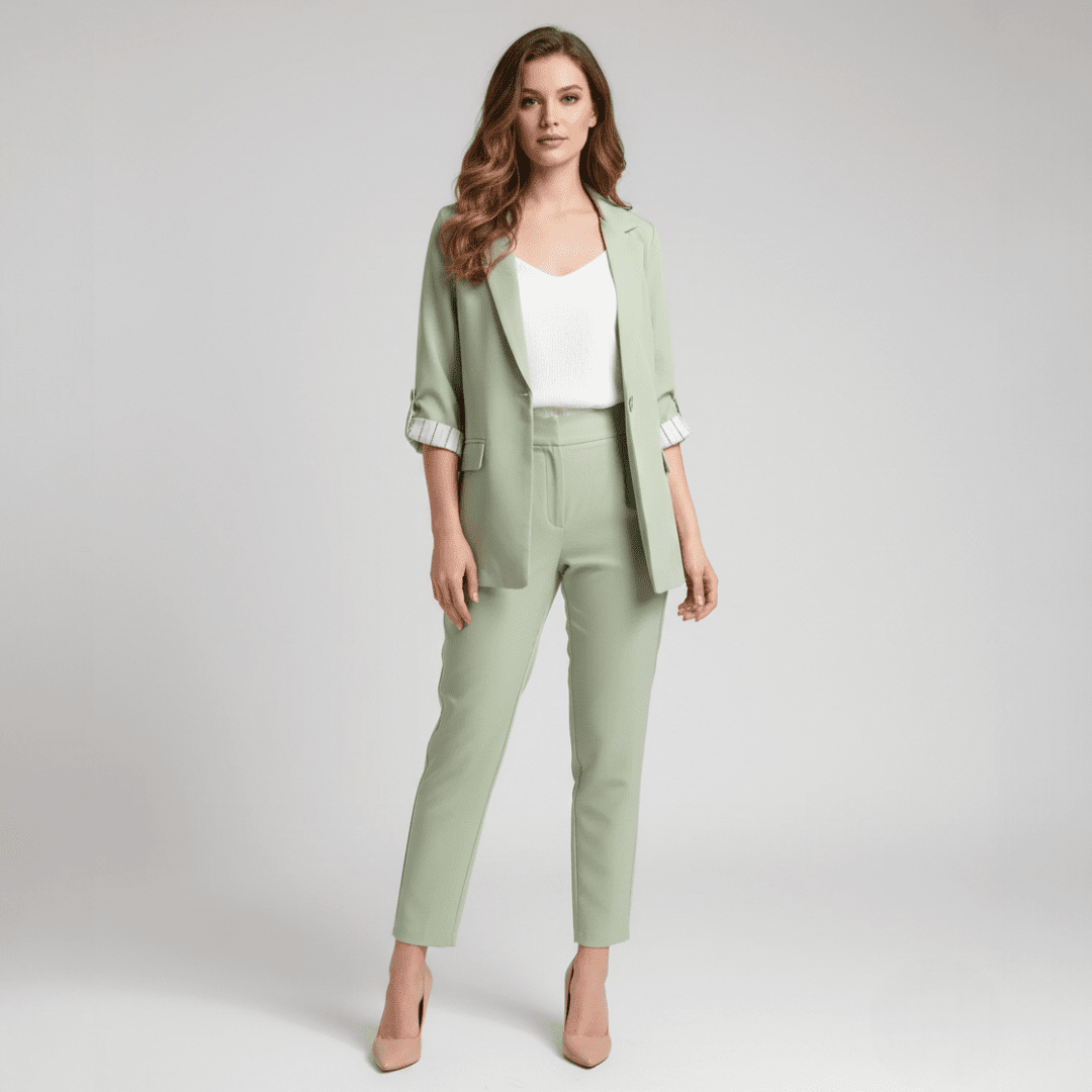 Damski zestaw trzyczęściowy z marynarką - Czarny