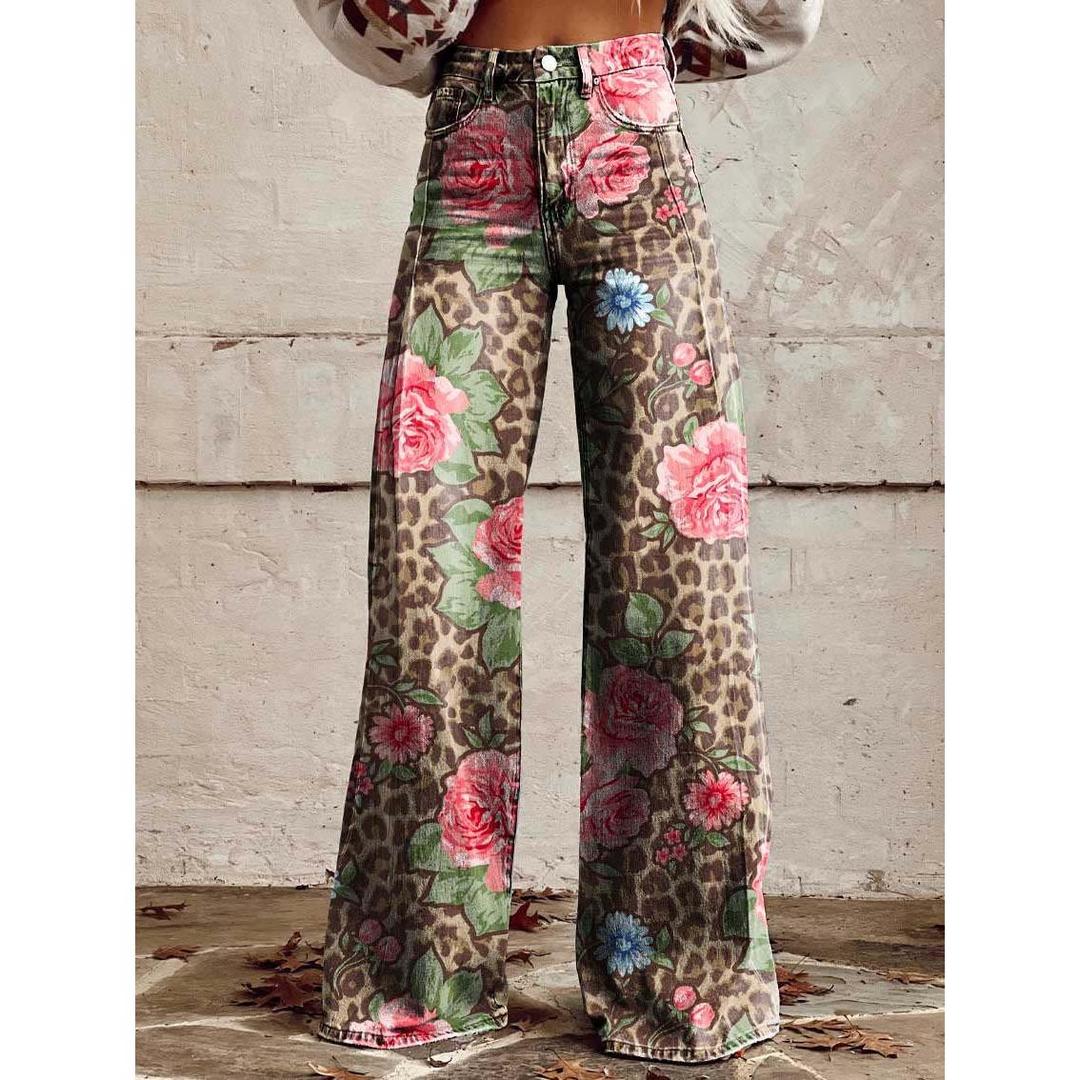 Damskie baggy jeans z szwem w pasie