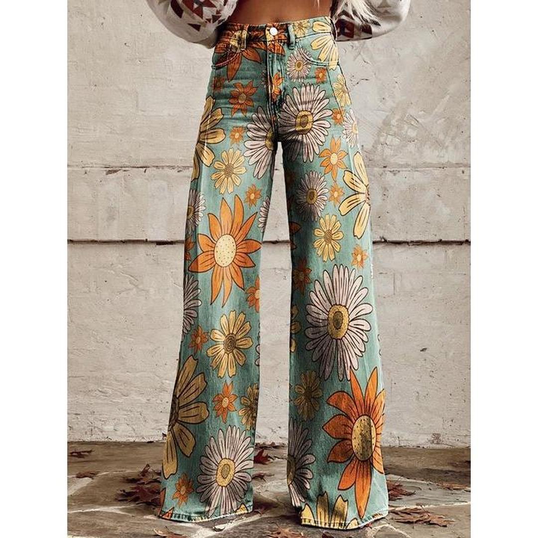 Damskie baggy jeans z szwem w pasie