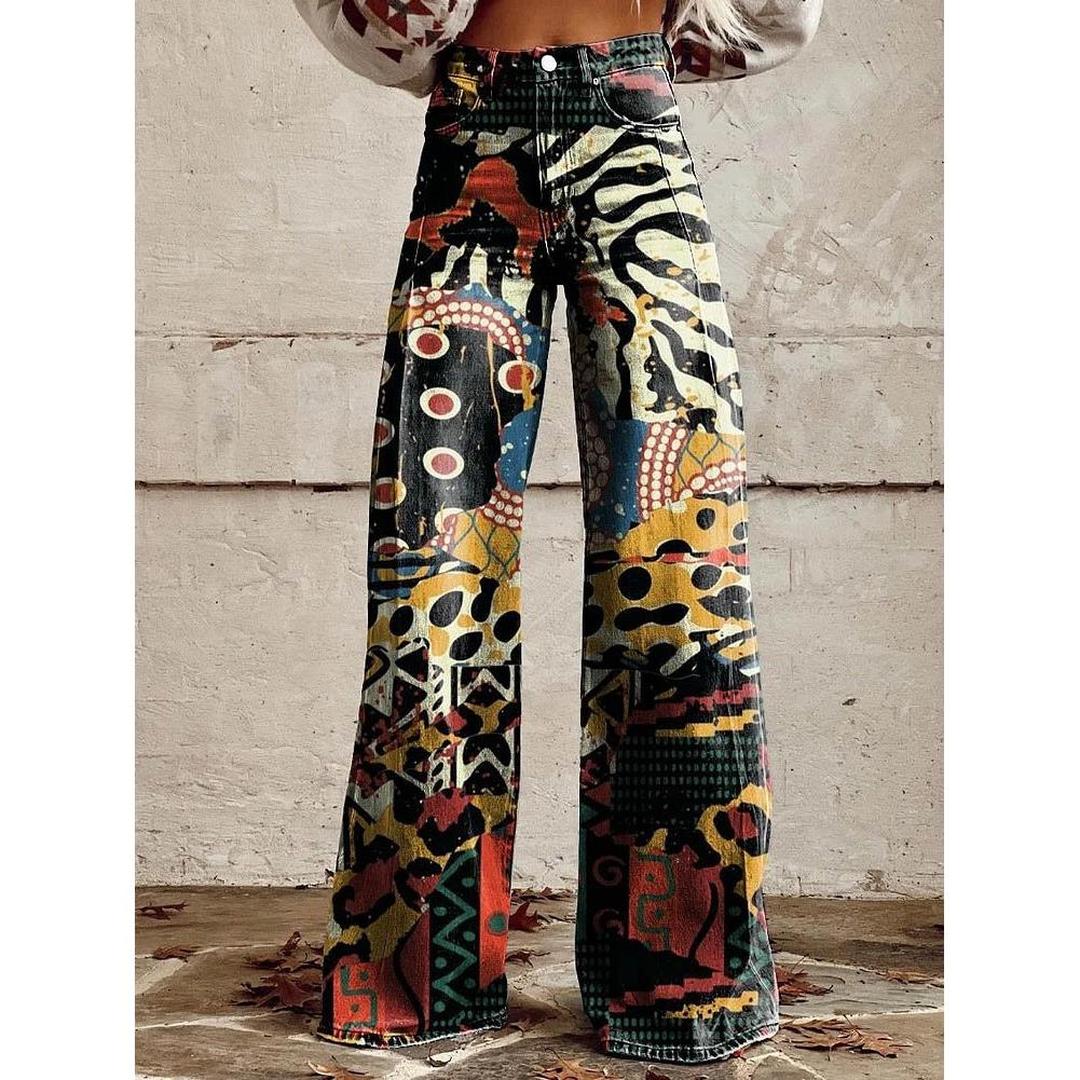 Damskie baggy jeans z szwem w pasie