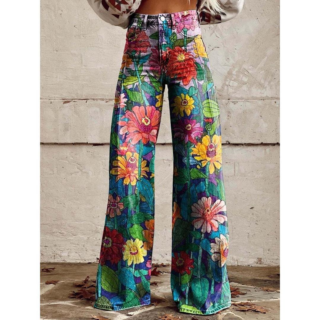 Damskie baggy jeans z szwem w pasie