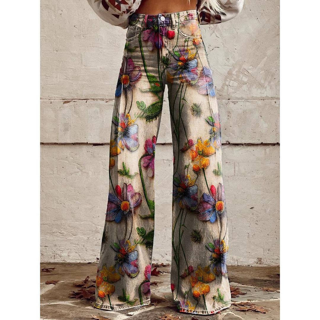 Damskie baggy jeans z szwem w pasie