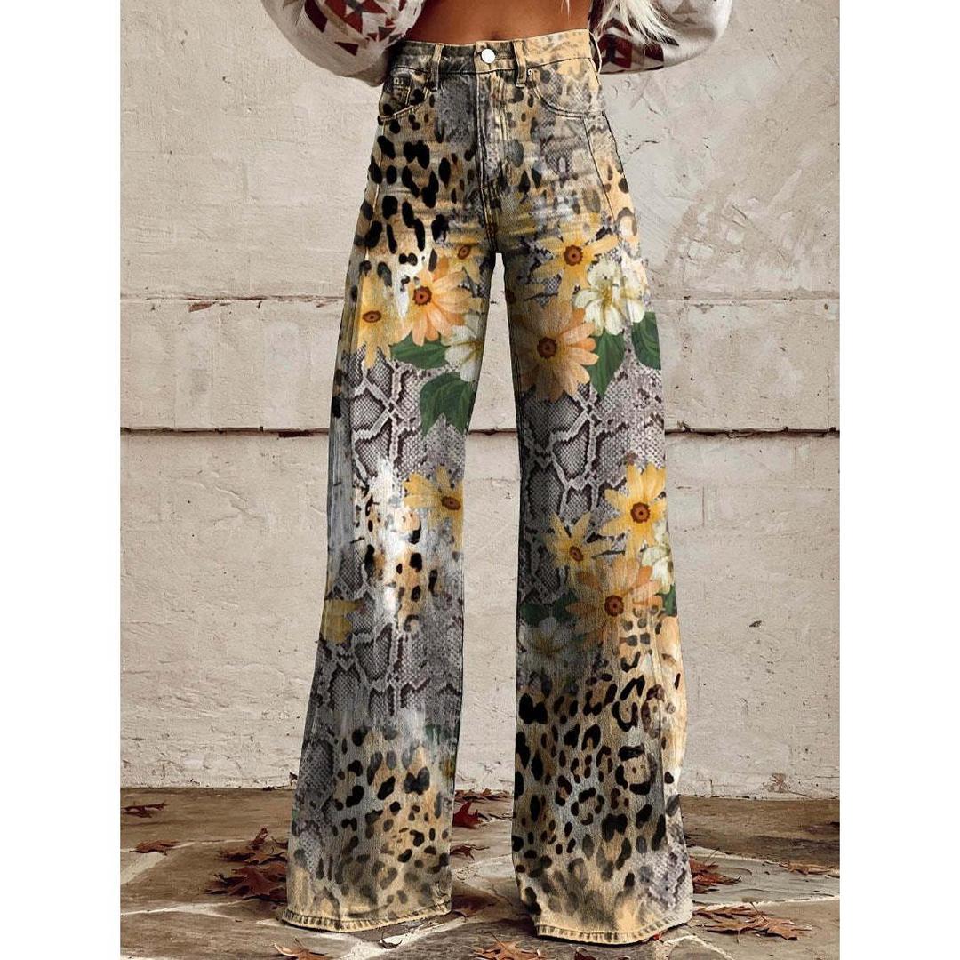 Damskie baggy jeans z szwem w pasie