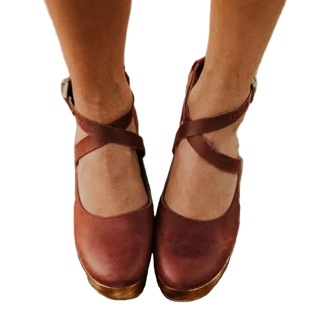 Damskie buty na platformie z paskiem wokół kostki