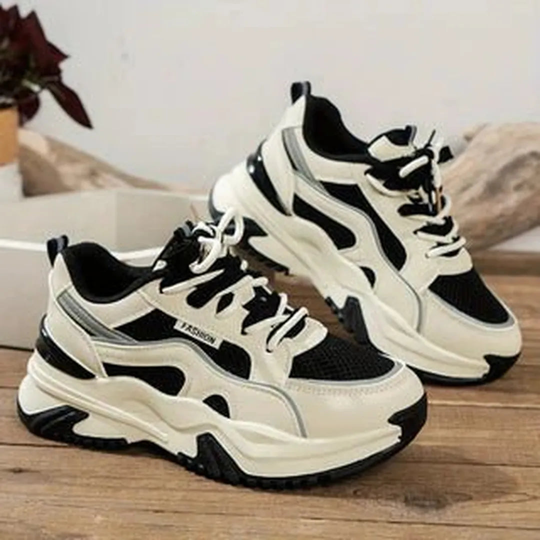 Damskie sneakersy z grubą podeszwą do codziennego użytku - Beżowy