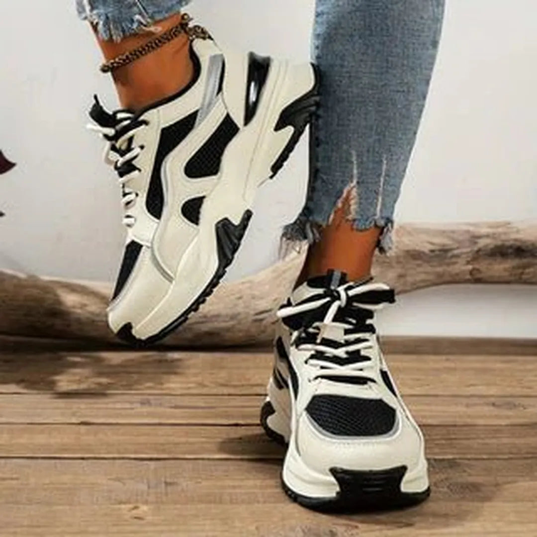 Damskie sneakersy z grubą podeszwą do codziennego użytku - Czarny
