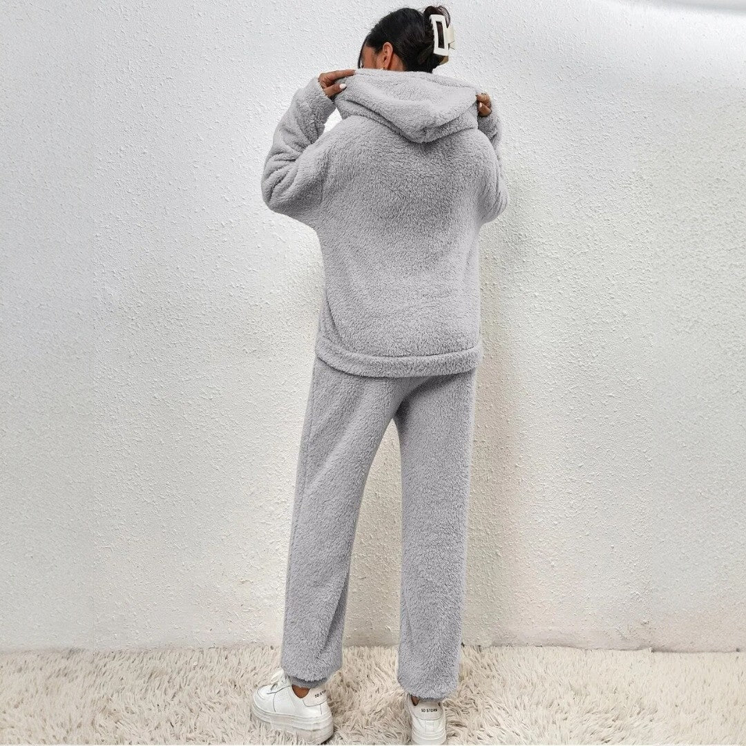 Dwuczęściowy damski zestaw typu teddy - Szary