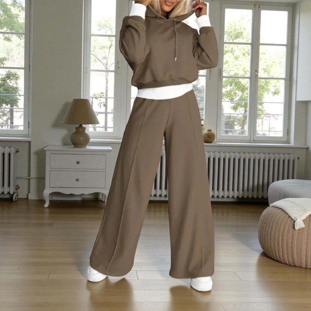 Dwuczęściowy komplet damski do użytku w domu i na zewnątrz - Brązowy