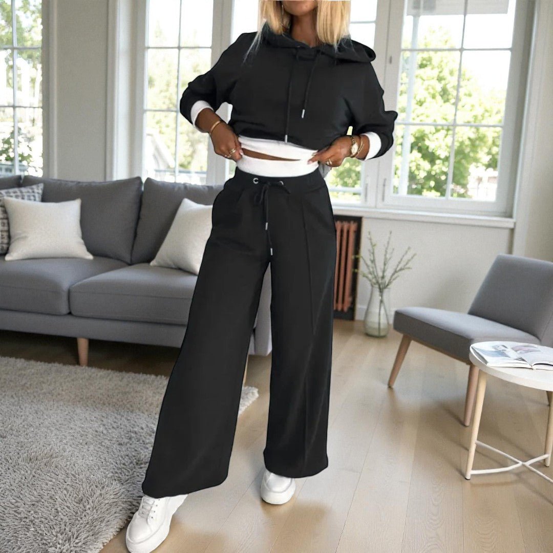 Dwuczęściowy komplet damski do użytku w domu i na zewnątrz - Czarny