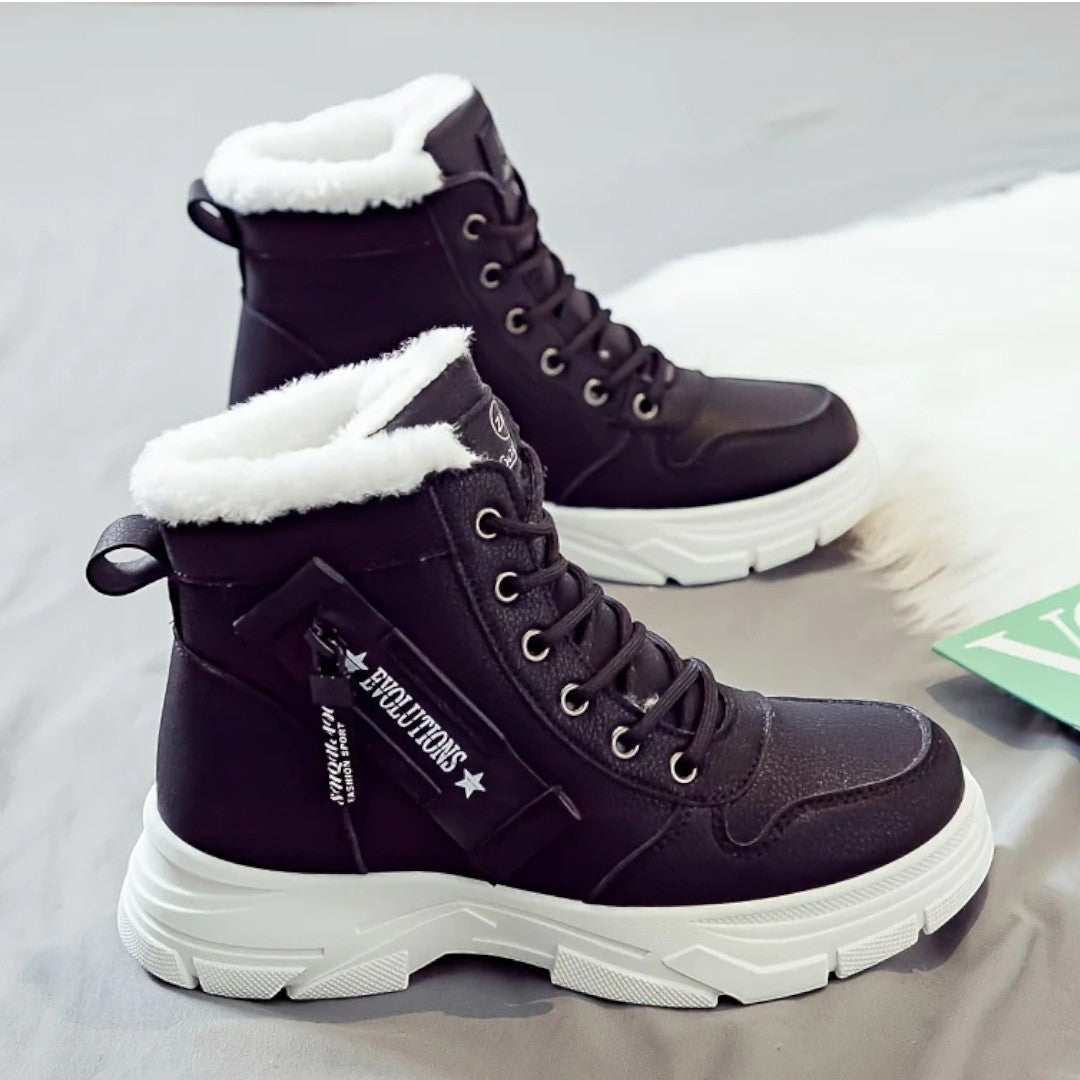 Damskie buty zimowe sznurowane z grubą podeszwą
