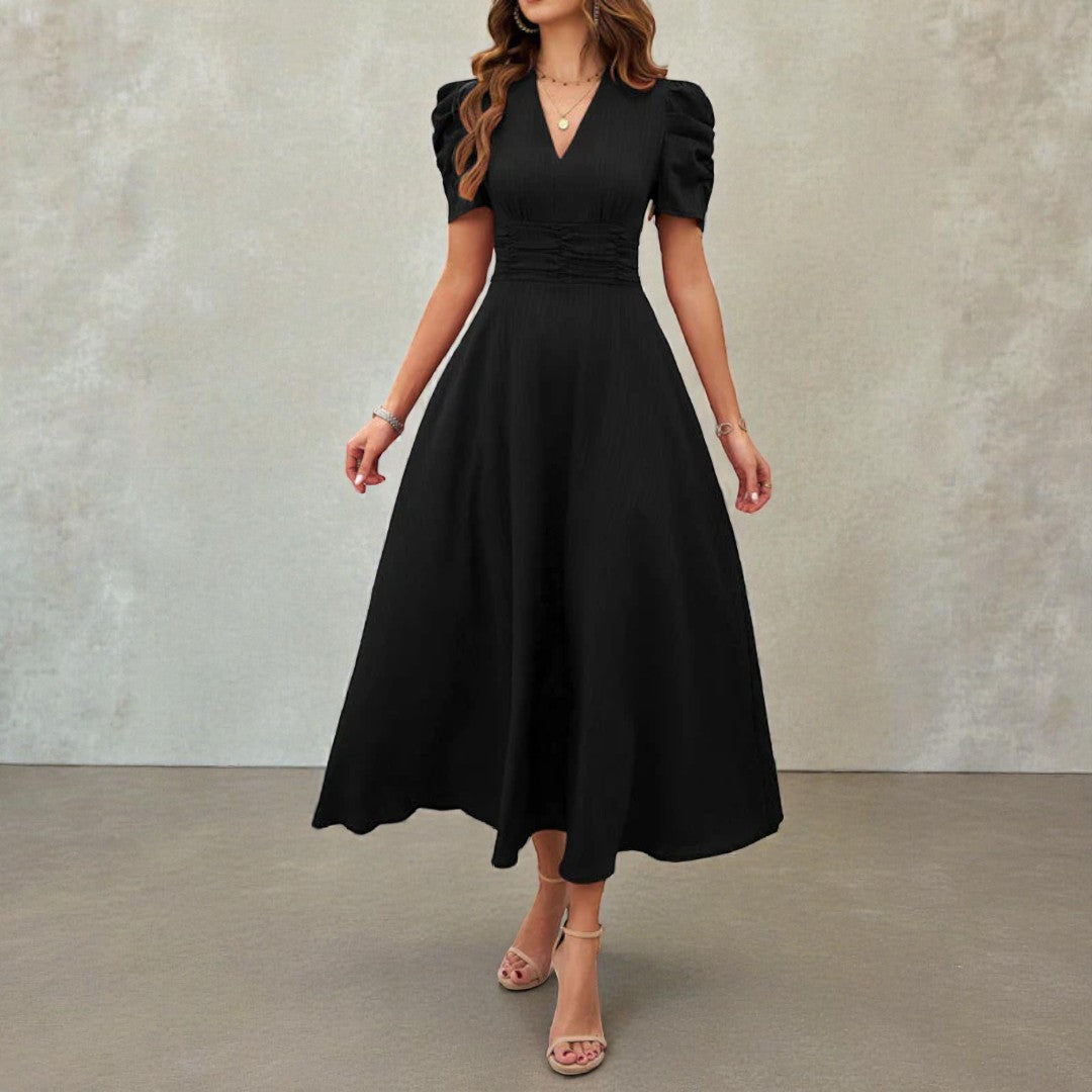 Damska świąteczna sukienka midi o dopracowanym kroju