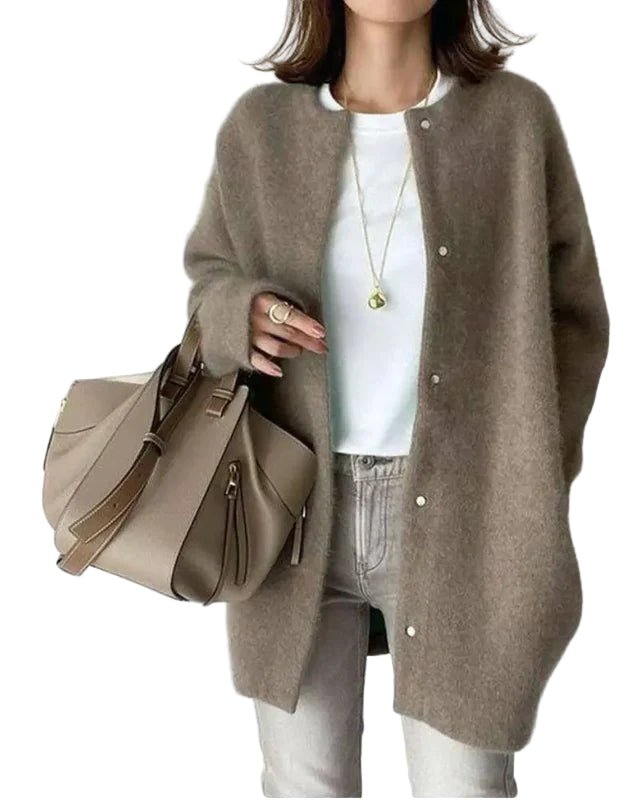 Kardigan o ponadczasowym kroju - Mokka