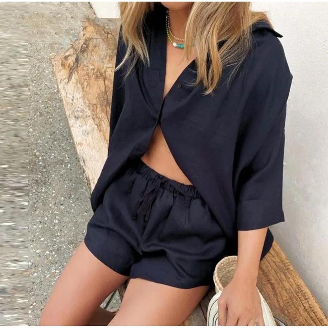 Komplet Damski Z Koszulą I Szortami