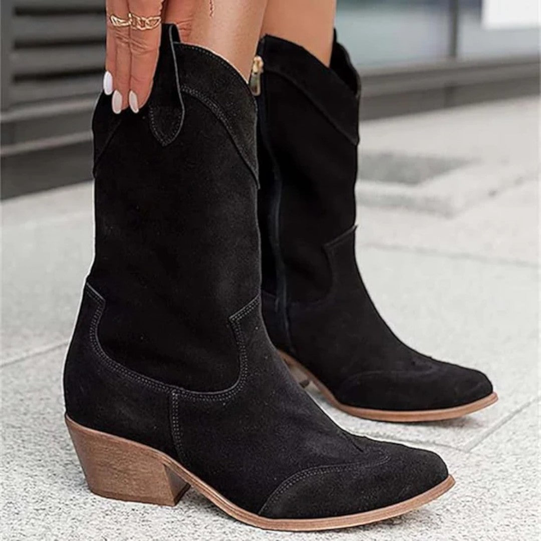 Kowbojki damskie o klasycznej wysokości cholewki