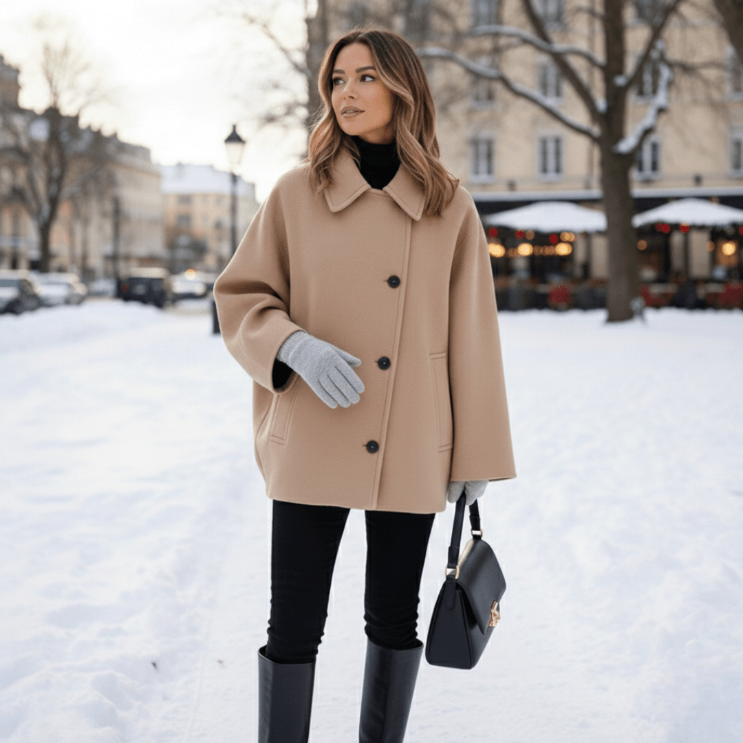 Płaszcz damski o luźnej formie - Beżowy